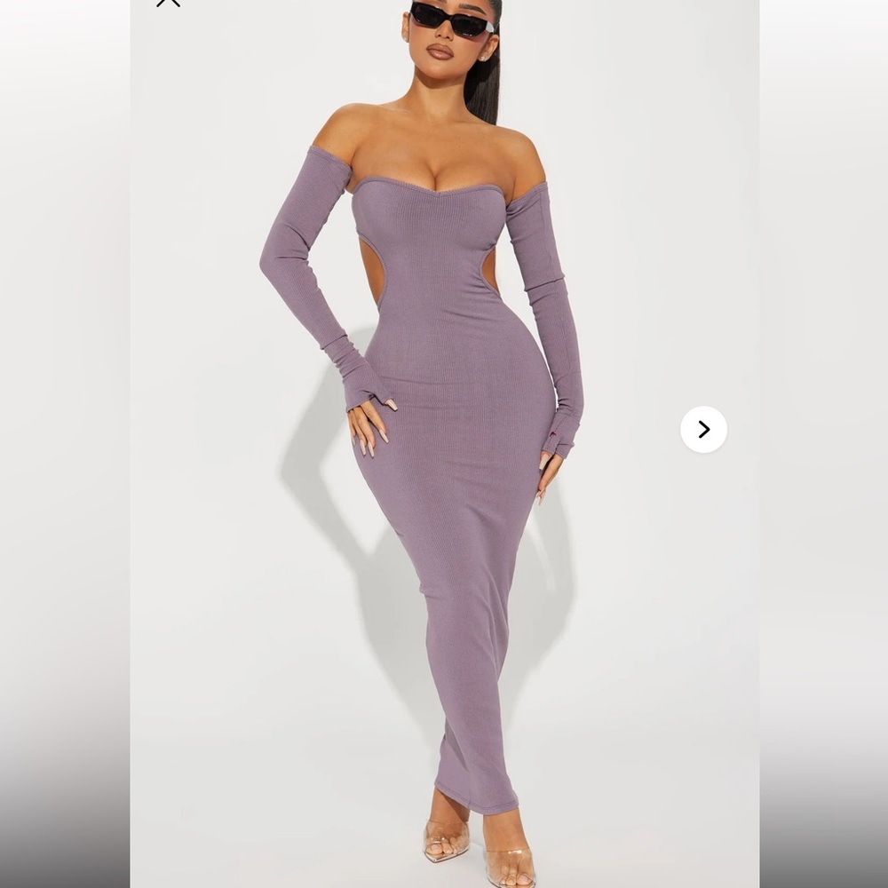 Fashion Nova Lavender Long Sleeve Dress